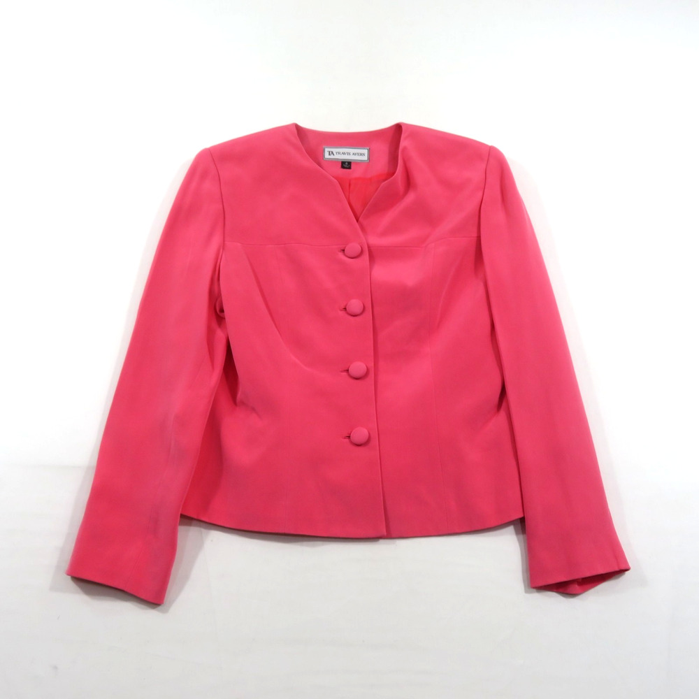 TA Travis Ayers Lightweight Womens Jacket Pink Grapefruit Color Button Up Sz 4